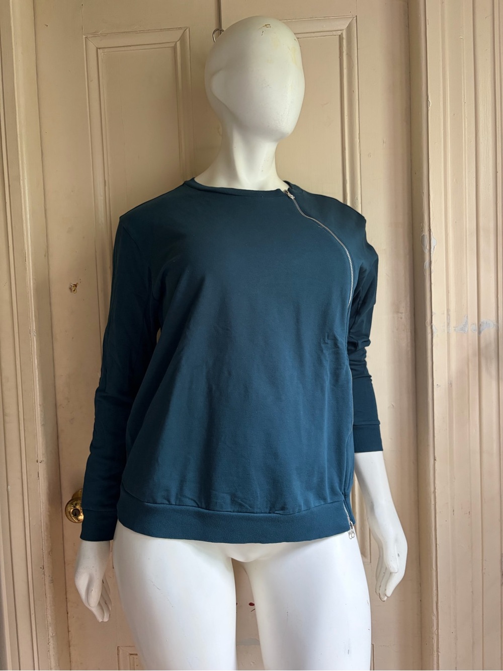 Universal Standard Teal Meridien Zip-Accent Sweatshirt